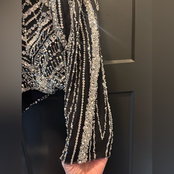 Modest Barbie Aria Corset Top Blouse Sleeve Sequin Embellished Evening Formal L - Picture 6 of 10